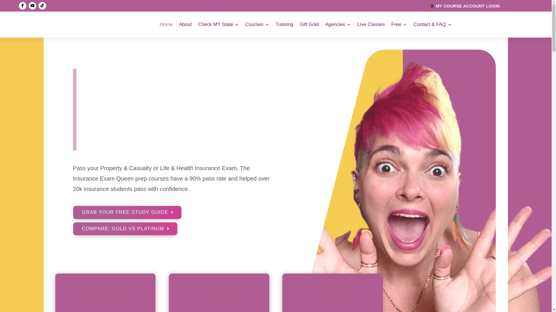 website screenshot of https://insuranceexamqueen.co/