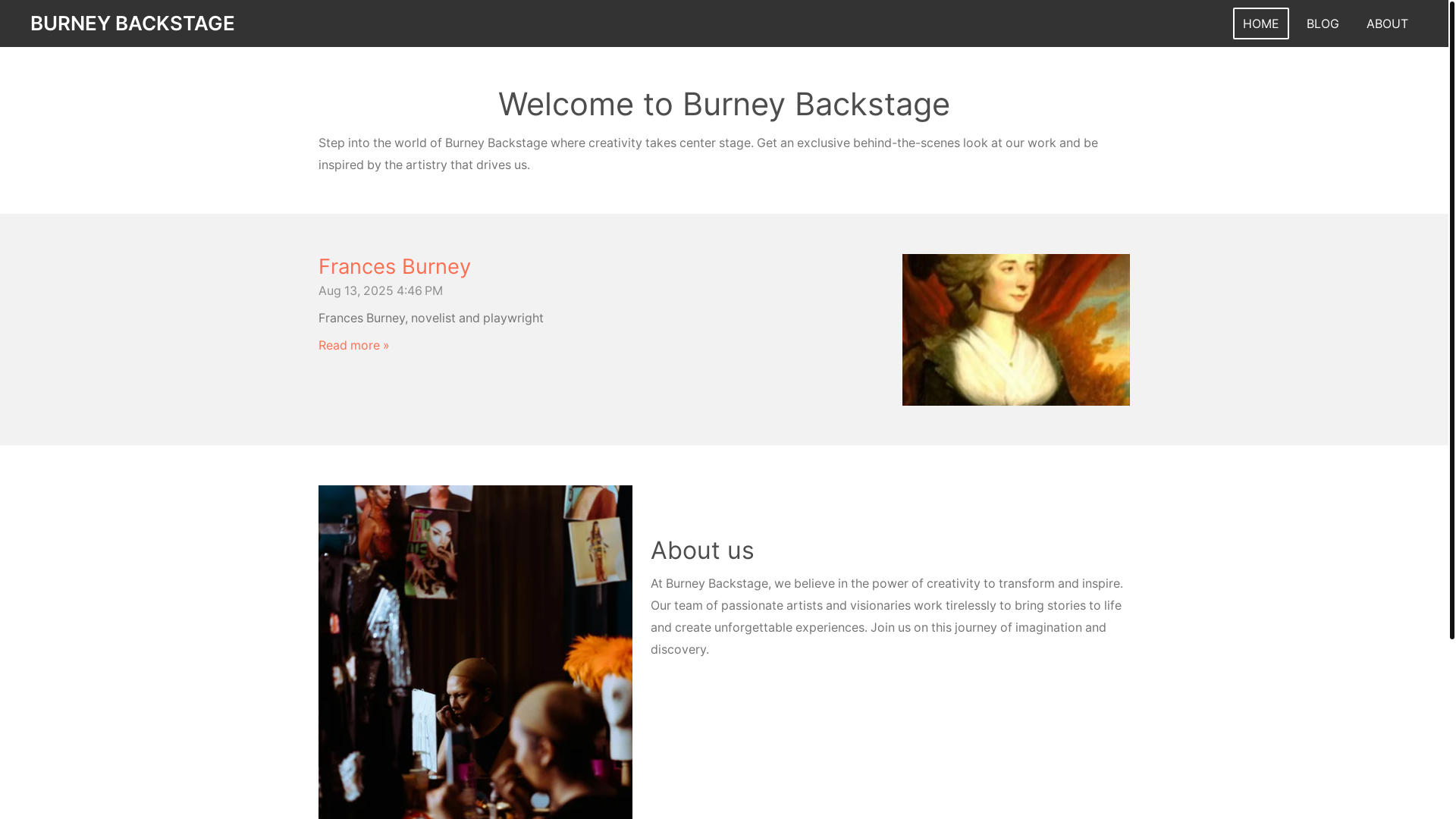 website screenshot of https://burneybackstage.com/