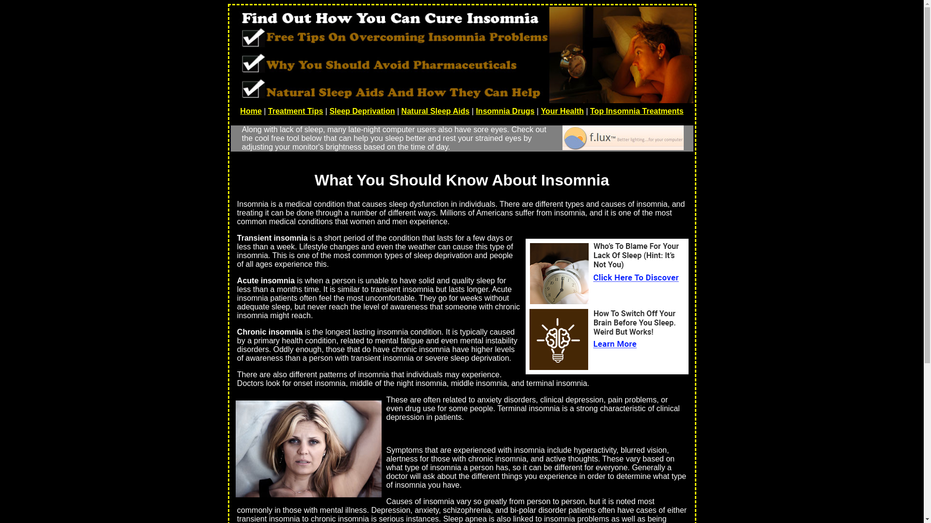 website screenshot of https://cureinsomnia.com