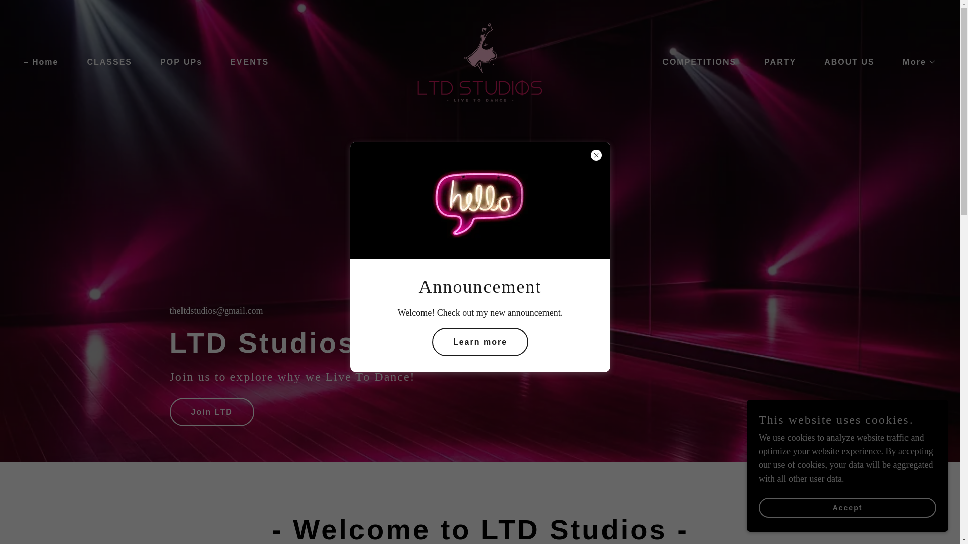 website screenshot of https://livetodancestudios.com/