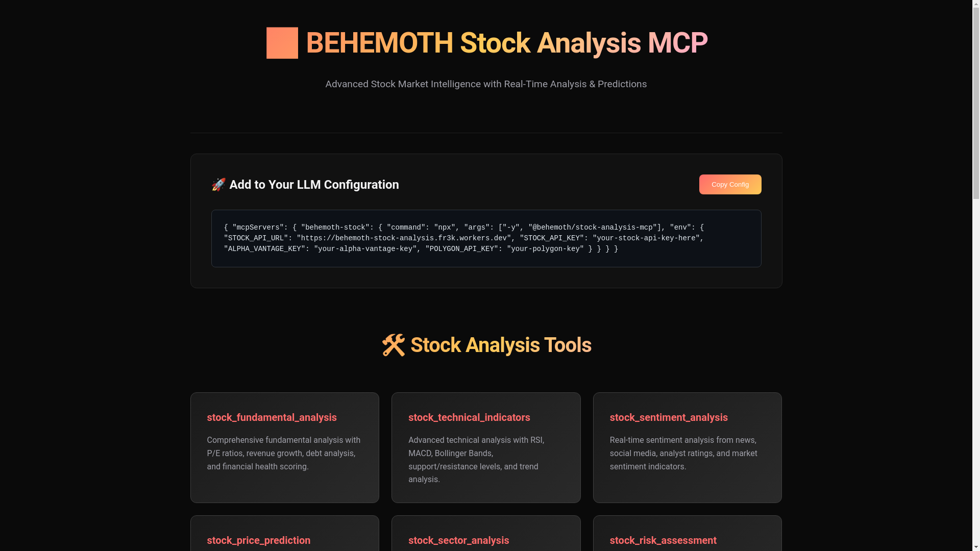 website screenshot of https://behemoth-stock-mcp.pages.dev/