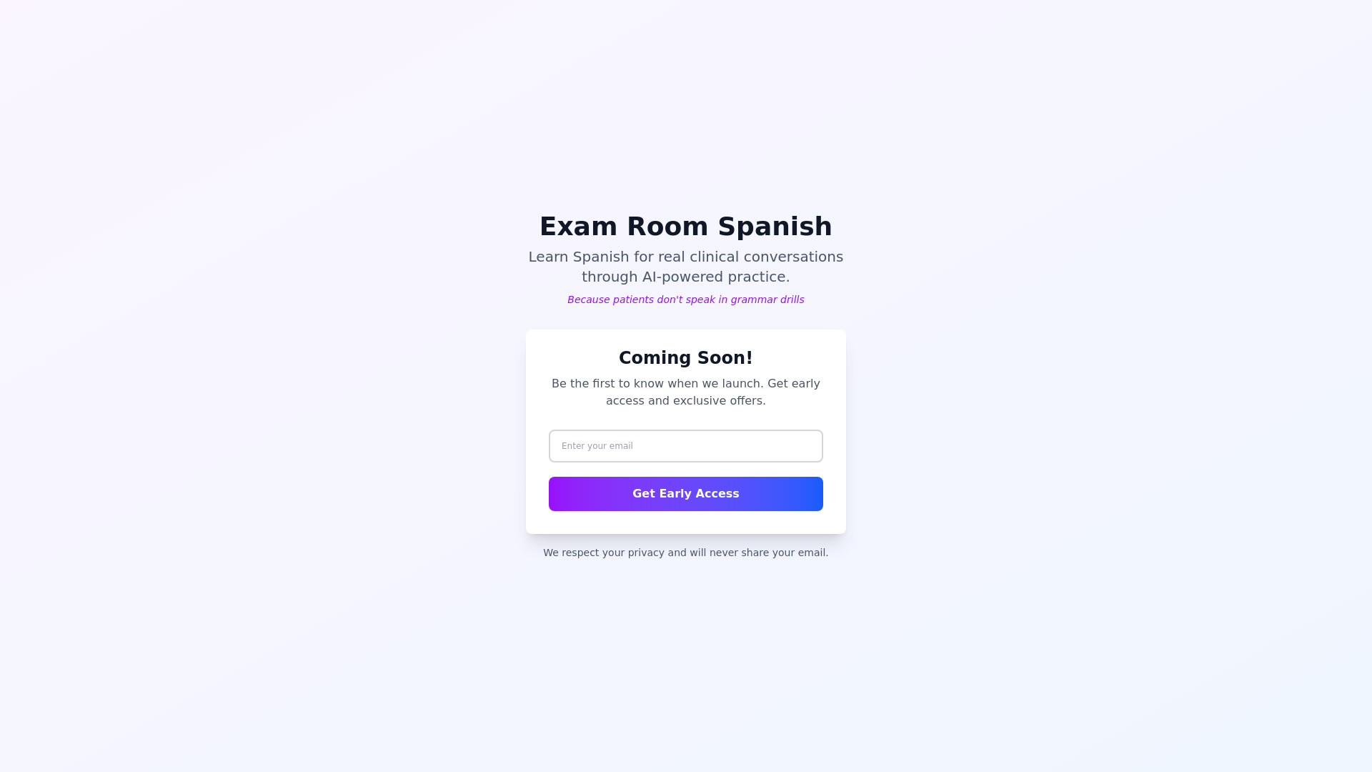website screenshot of https://examroomspanish.com/