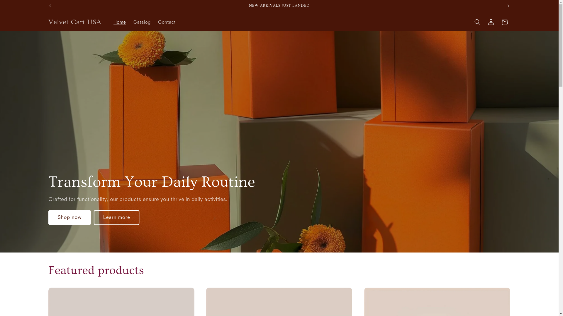website screenshot of https://velvetcartusa.store/