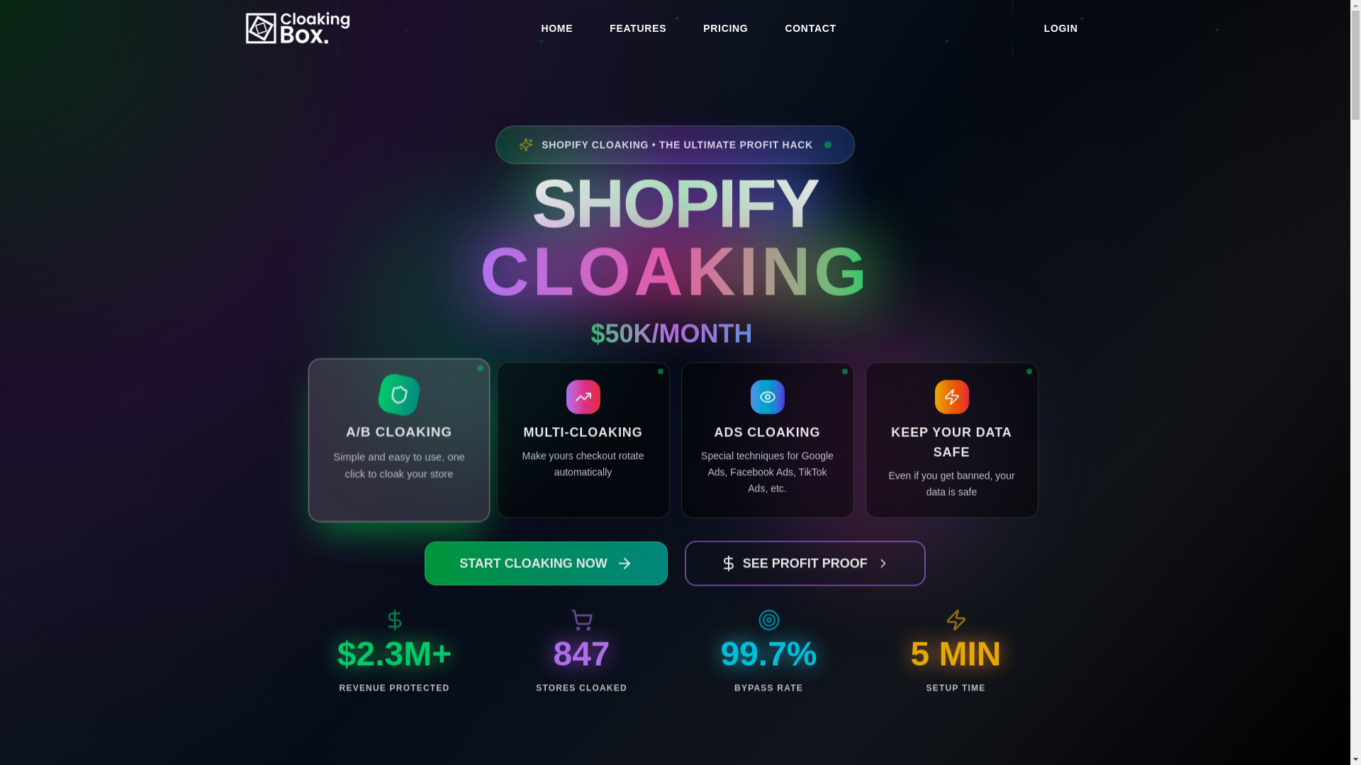 website screenshot of https://cloakingbox.space/