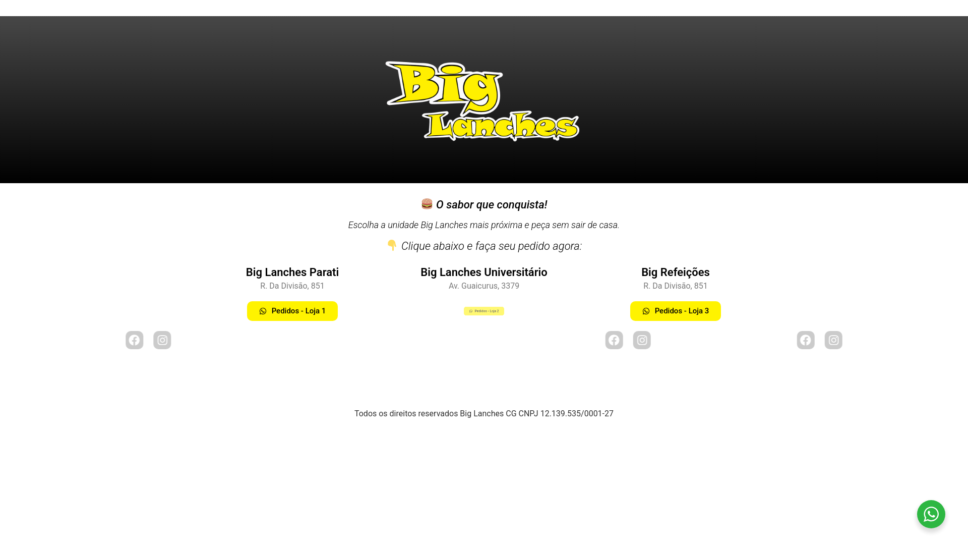 website screenshot of https://biglanchescg.com.br/
