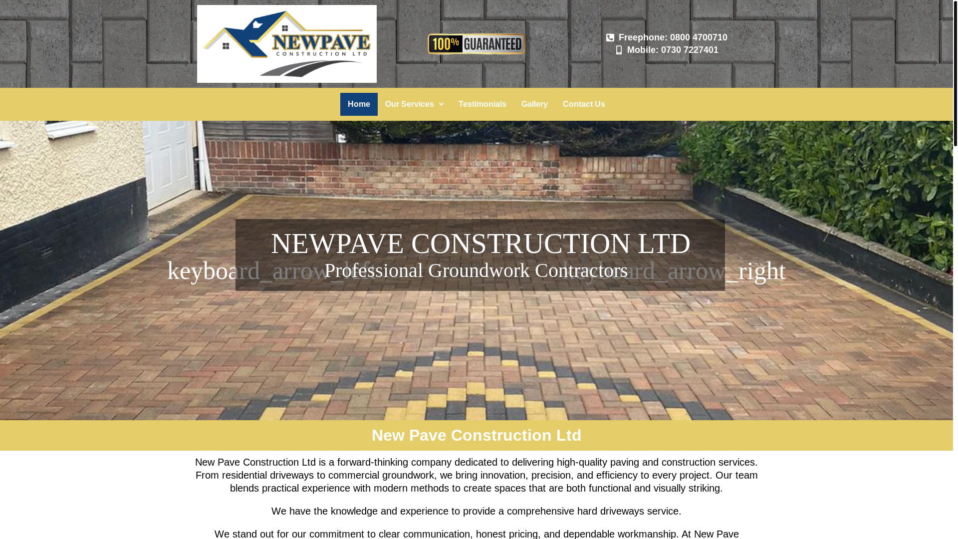 website screenshot of https://newpaveconstructionltd.co.uk/