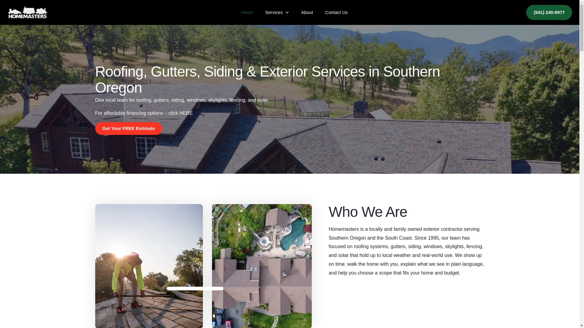 website screenshot of https://homemasterssouthernoregon.com/