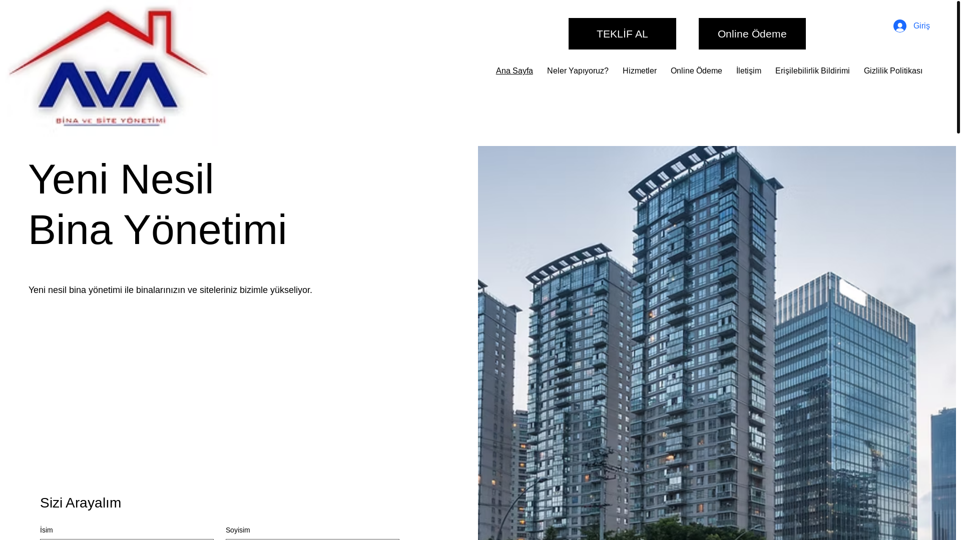website screenshot of https://avabinayonetimi.com/