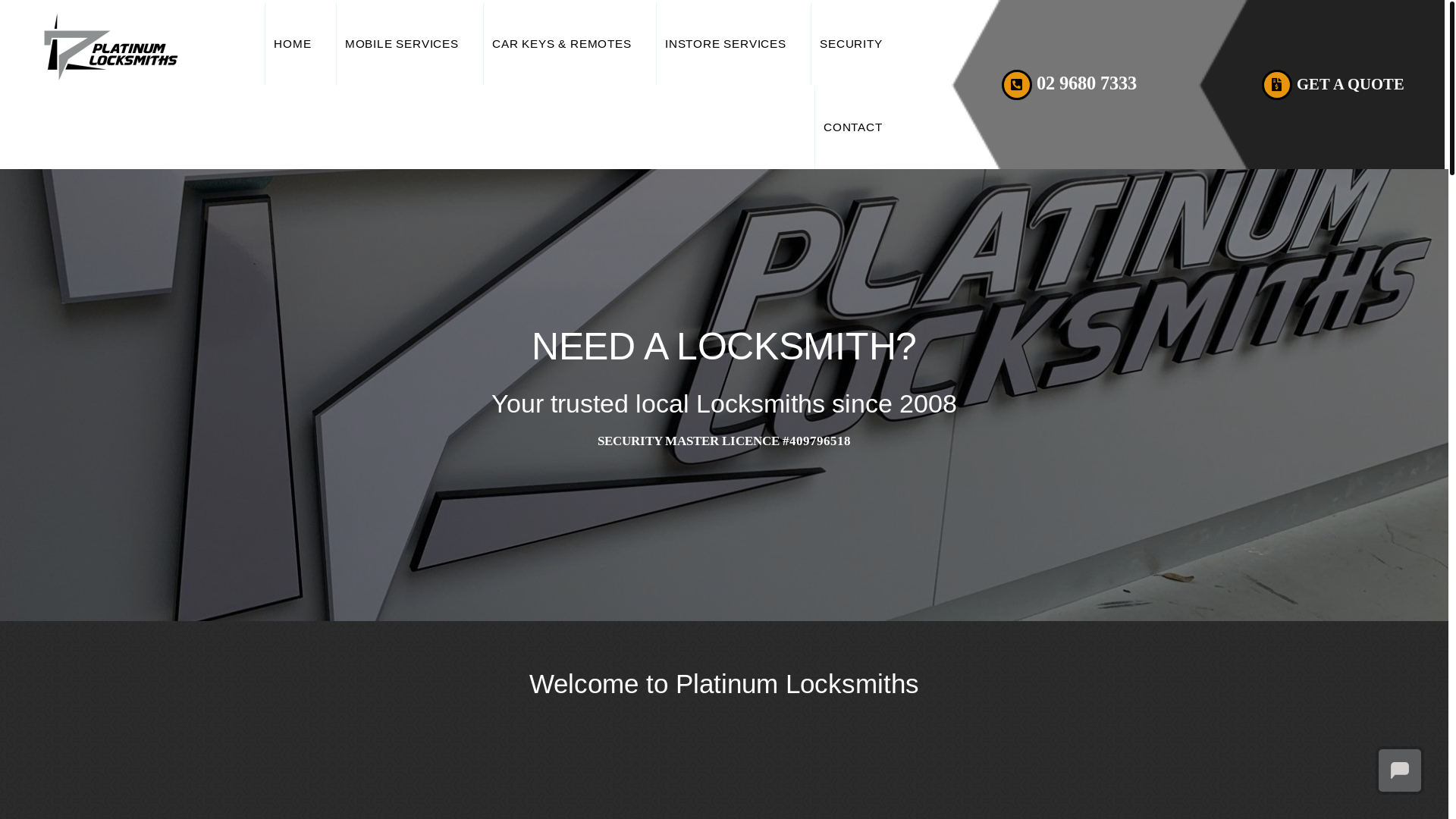 website screenshot of https://platinumlocksmiths.online/