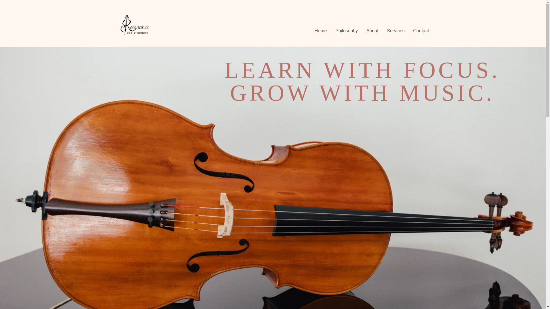 website screenshot of https://resonance-celloschool.com/
