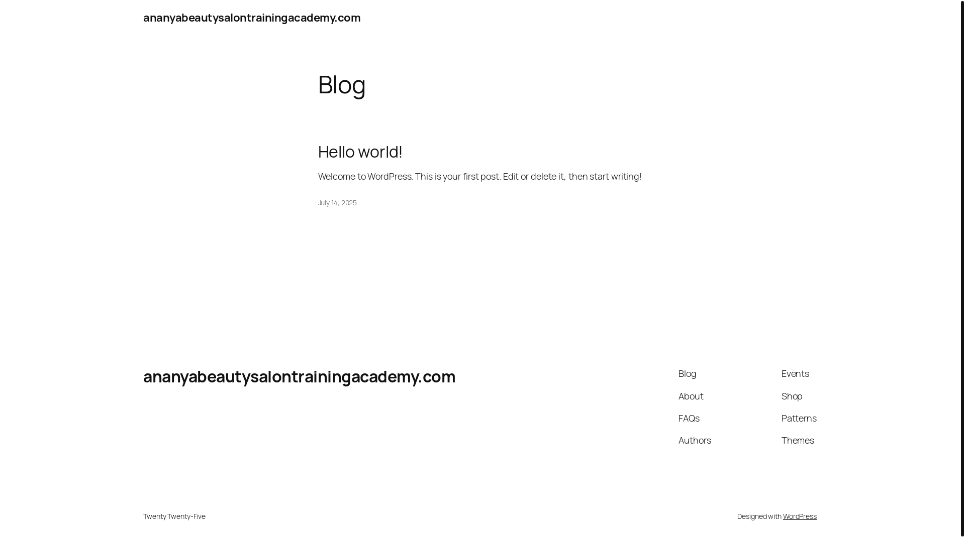 website screenshot of https://ananyabeautysalontrainingacademy.com/
