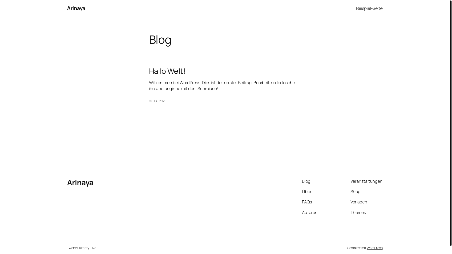website screenshot of https://arinaya.de/