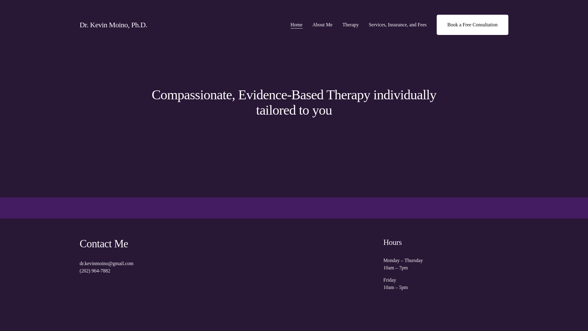 website screenshot of https://drkevinmoino.com/