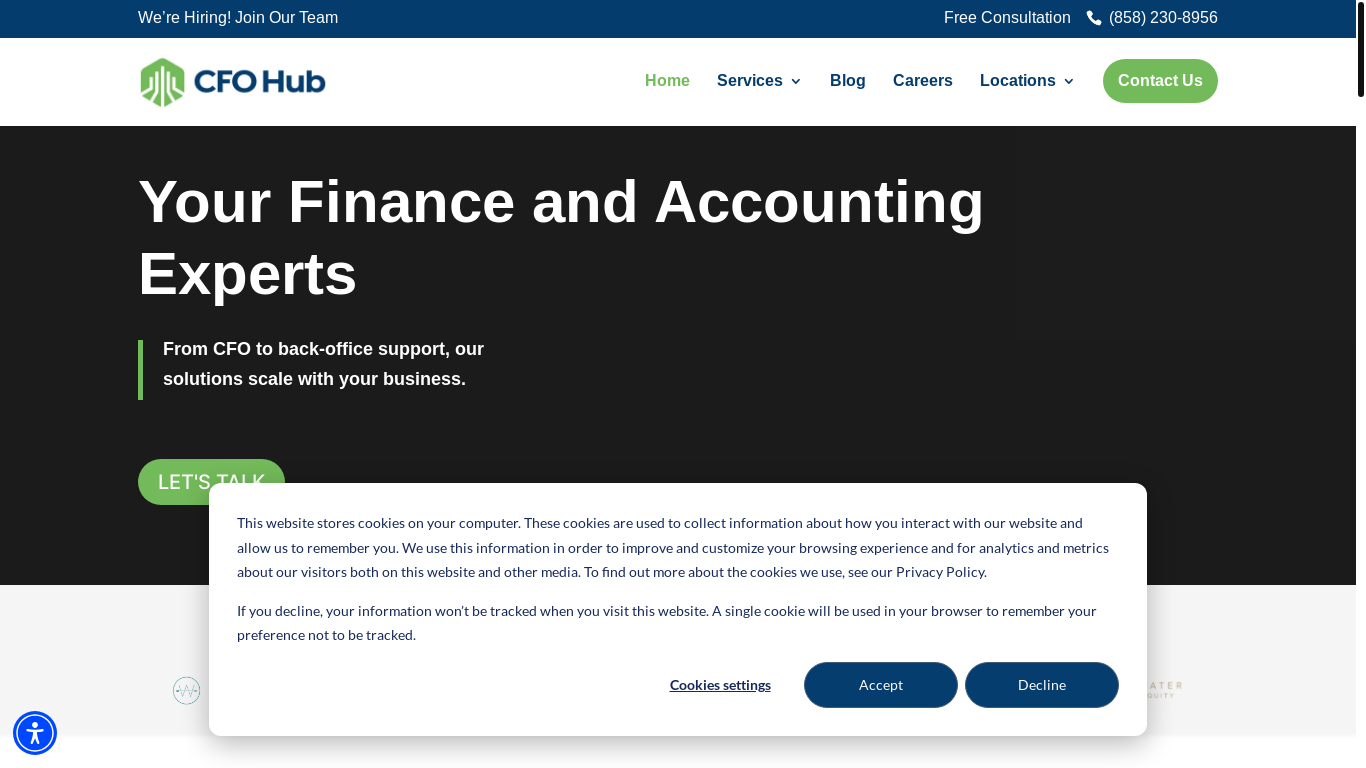 website screenshot of https://cfohub.com/