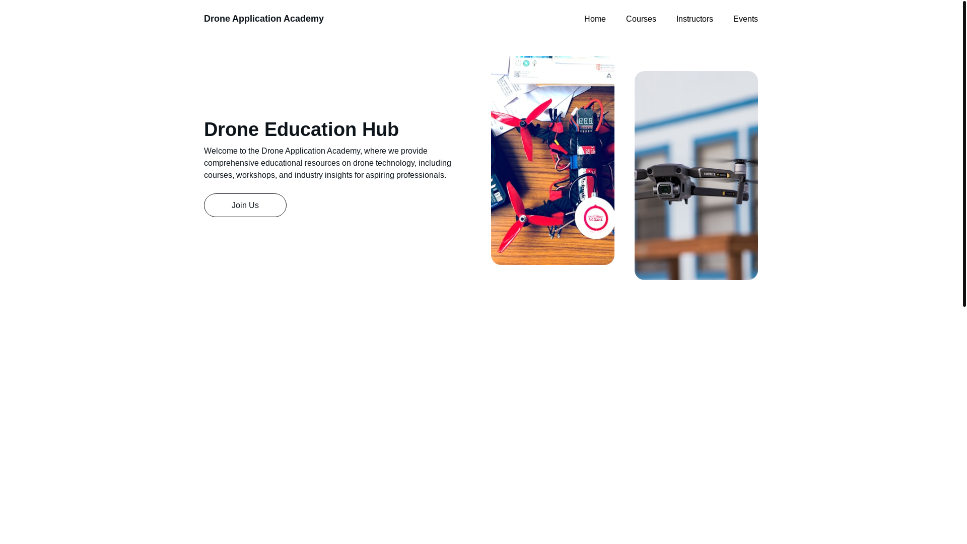 website screenshot of https://droneapplicationacademy.com/