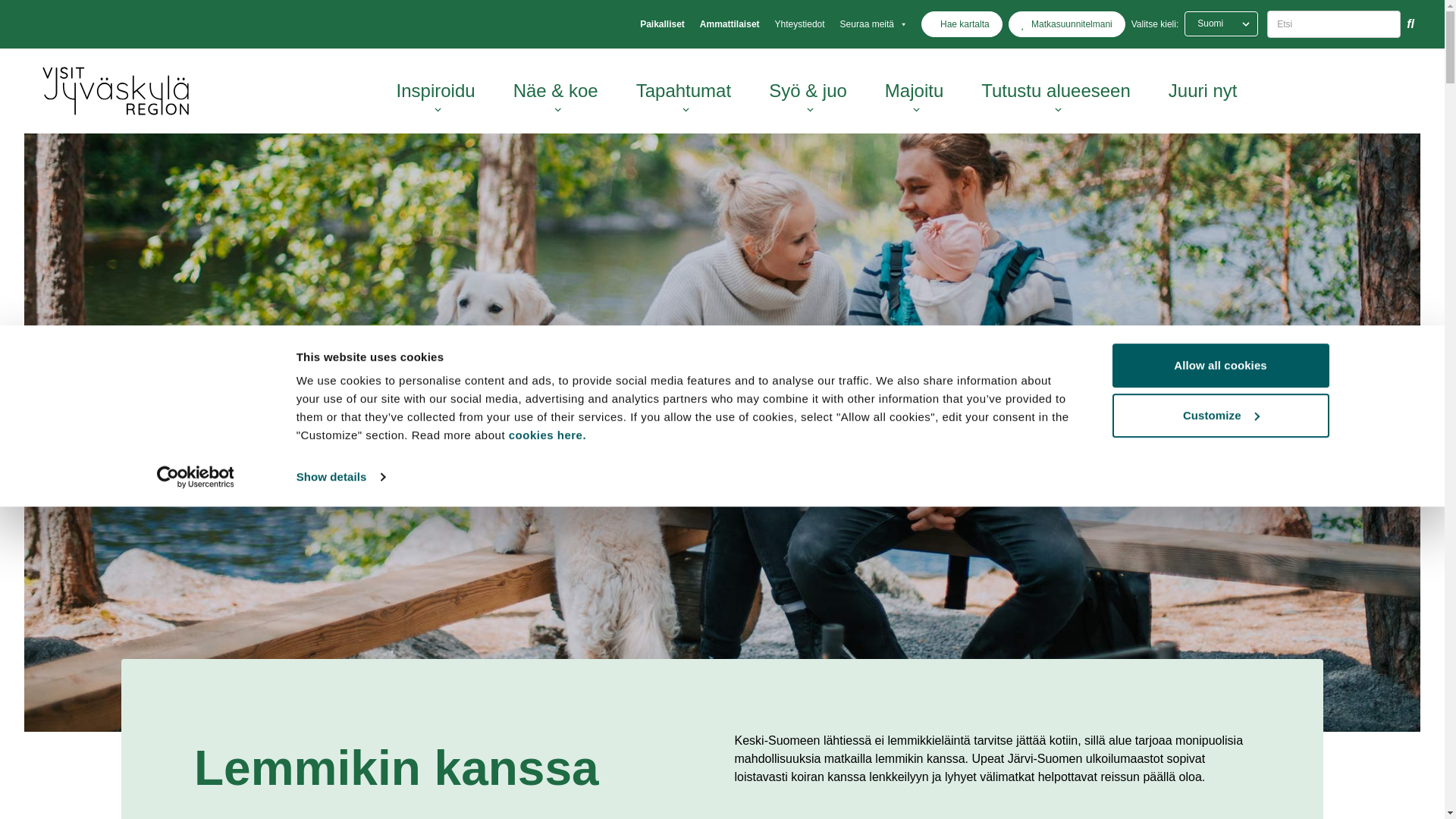 website screenshot of https://visitjyvaskyla.fi/lemmikin-kanssa/