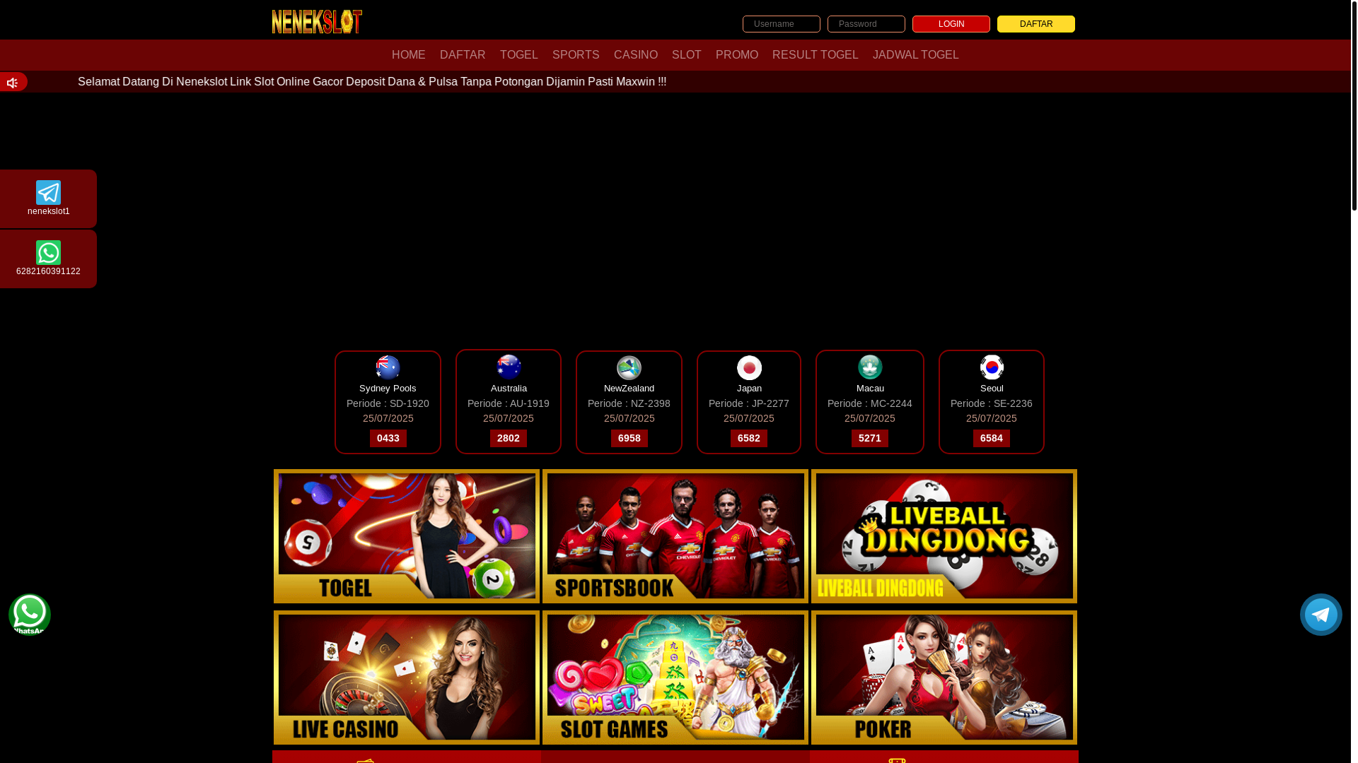 website screenshot of https://nenekslotttg1.com/