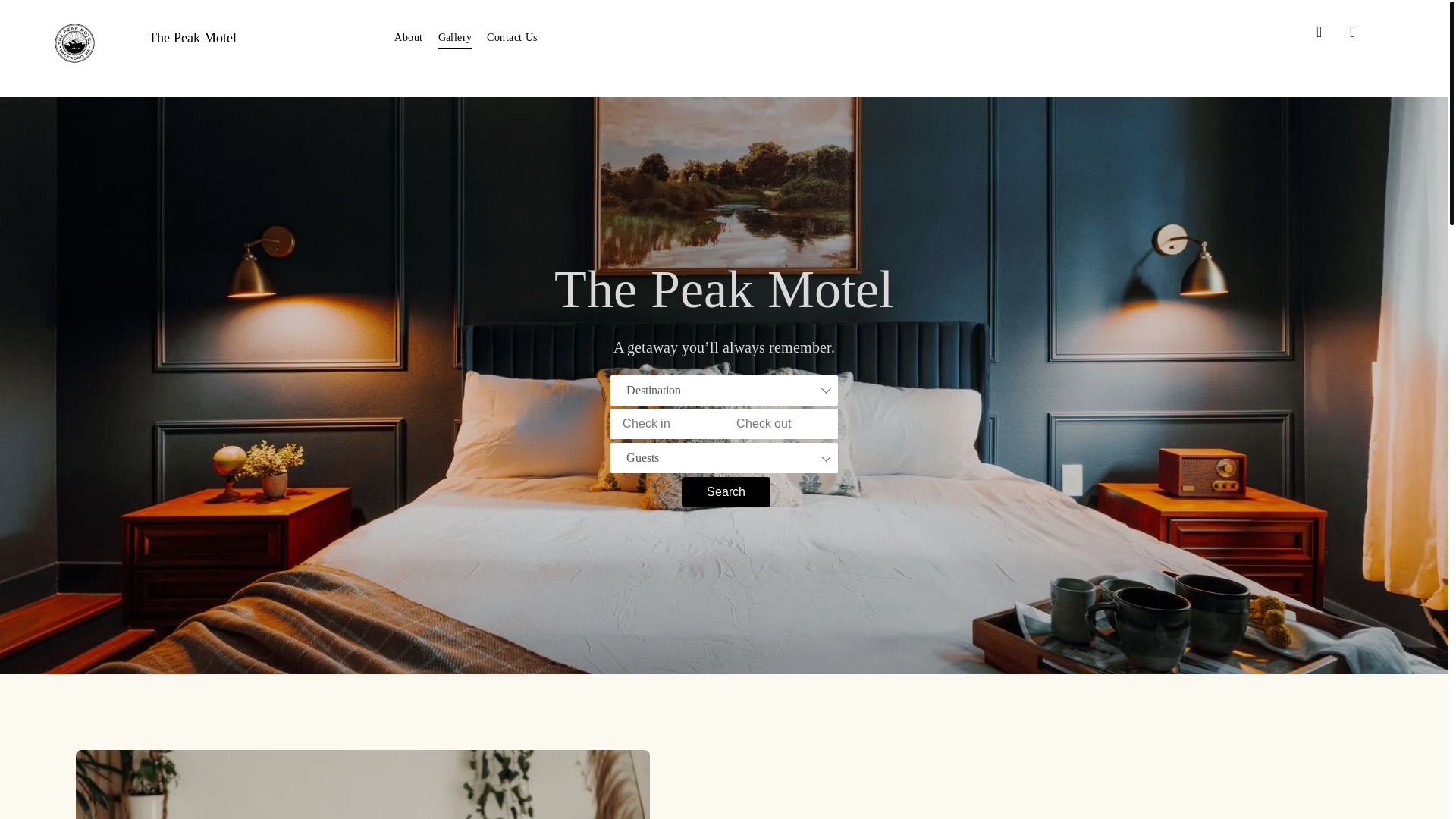website screenshot of https://thepeakmotel.com/