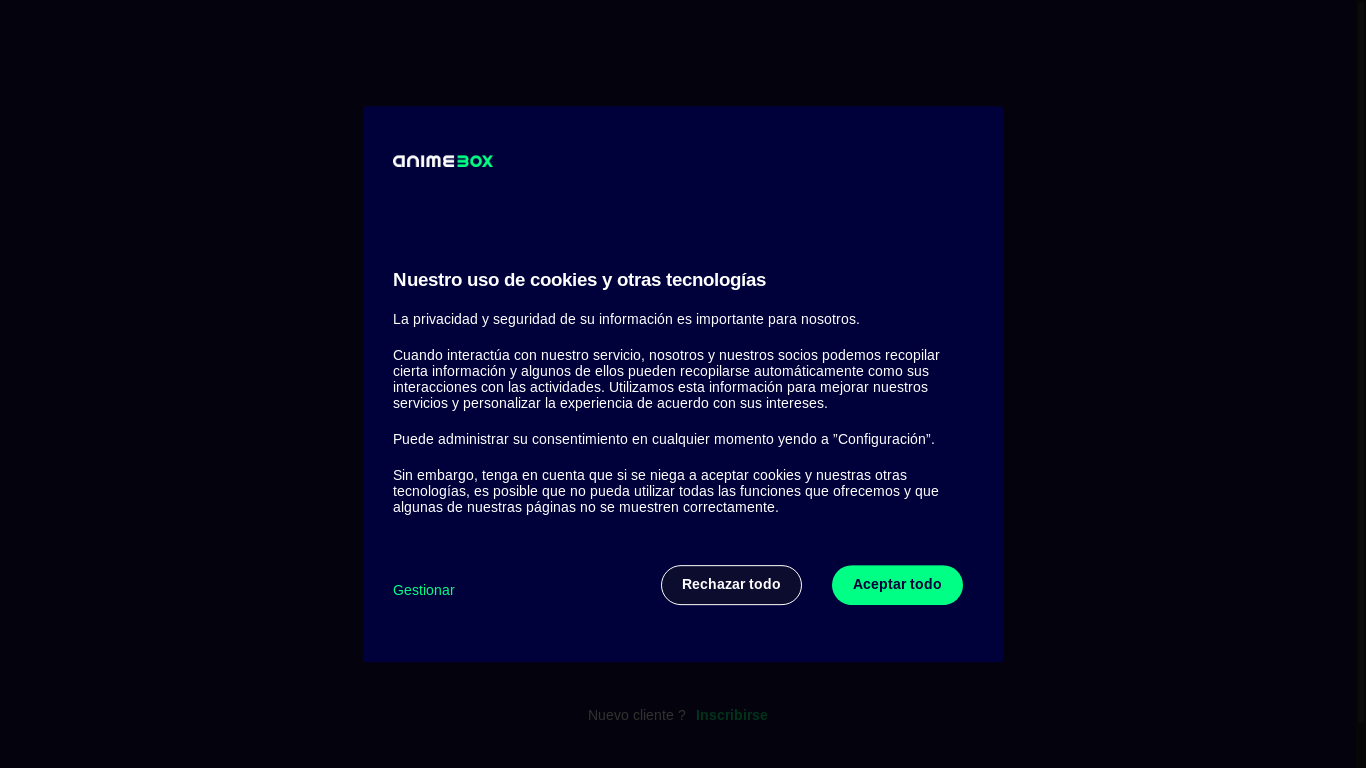 website screenshot of https://app.anime-box.com/