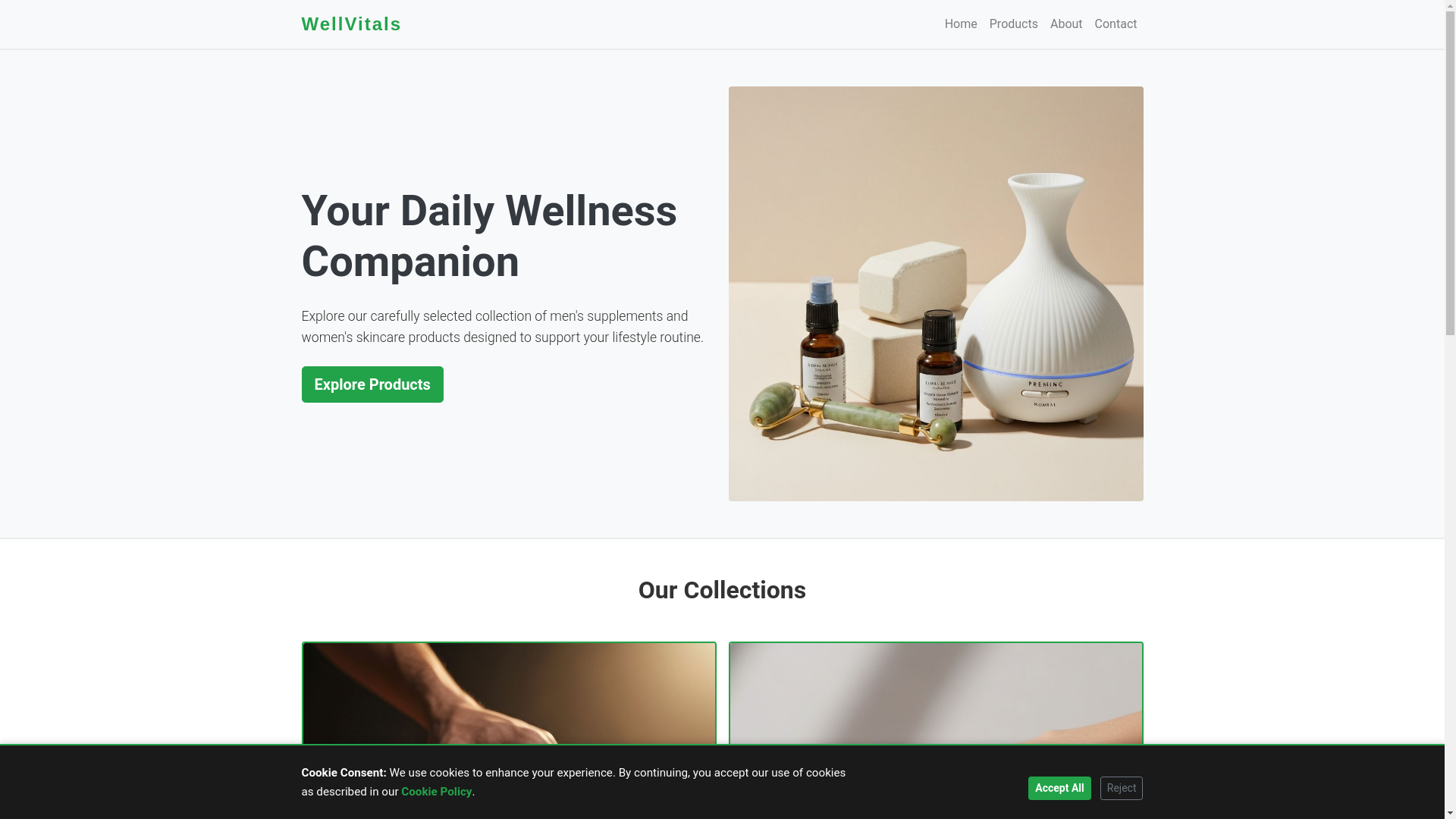 website screenshot of https://wellvitalshub.info/