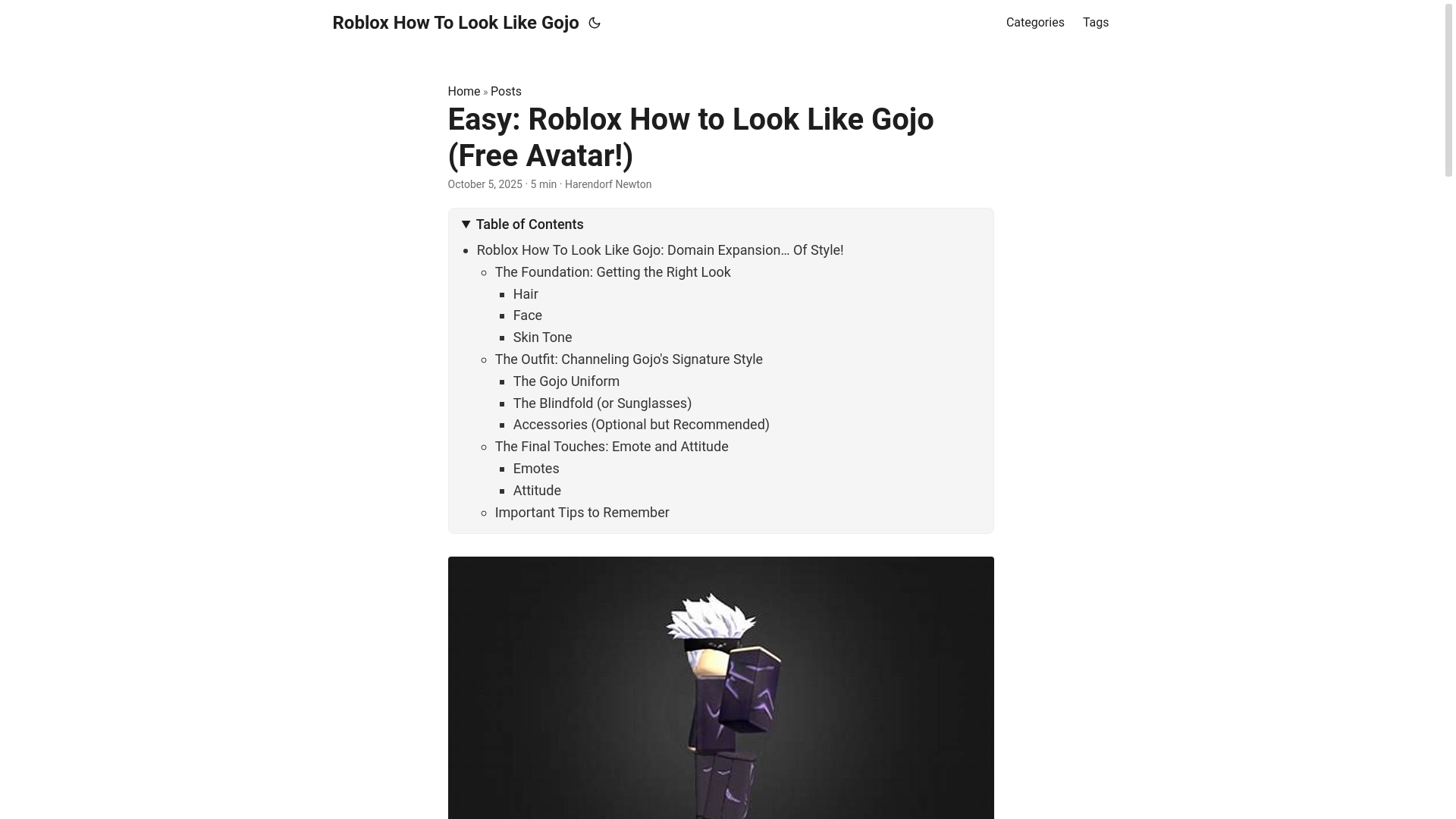 website screenshot of https://roblox-how-to-look-like-gojo.pages.dev/