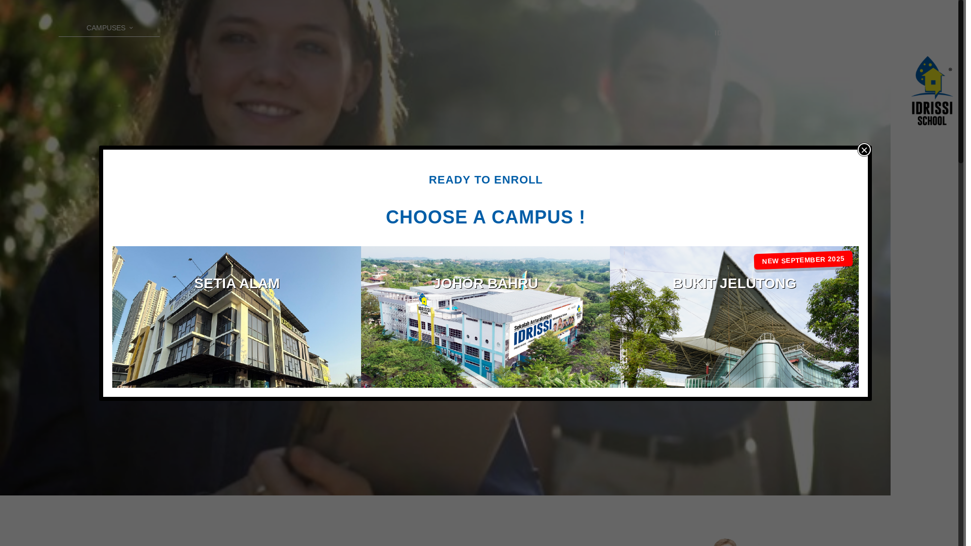 website screenshot of https://www.idrissischool.edu.my/