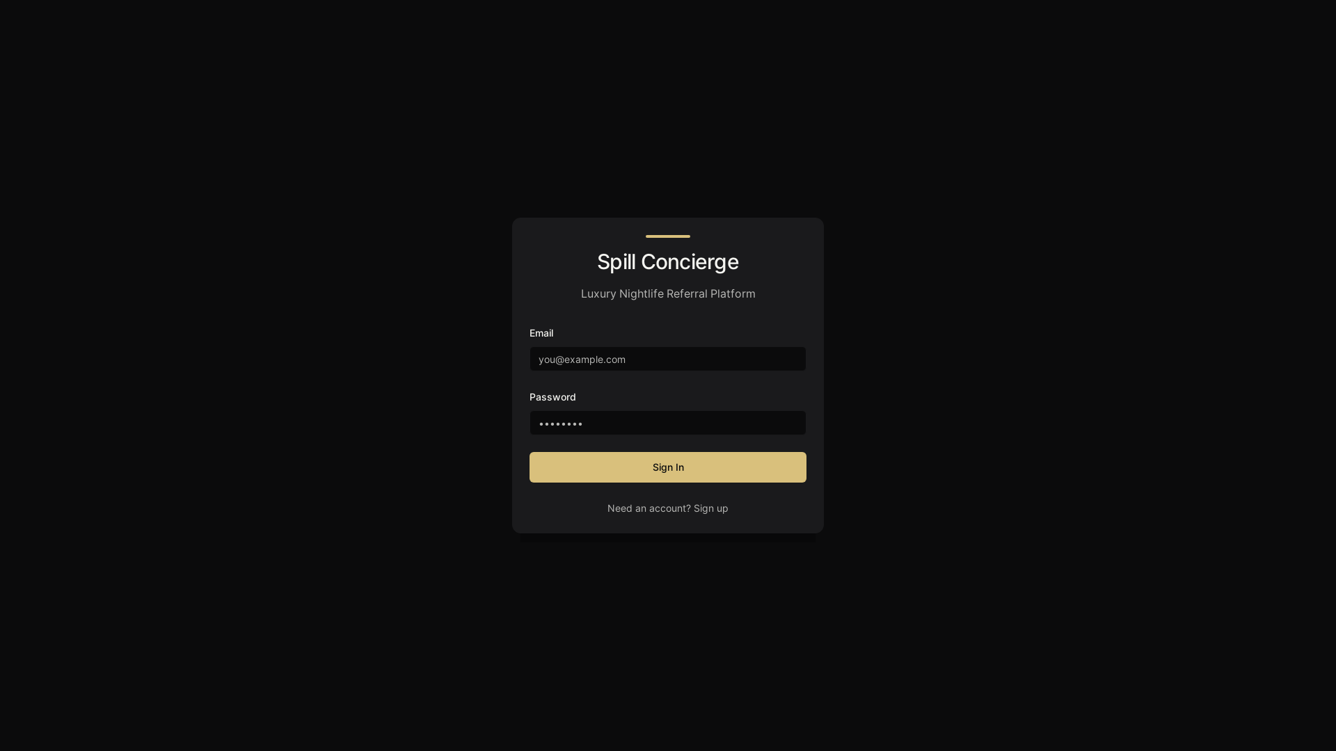 website screenshot of https://spillconcierge.com/