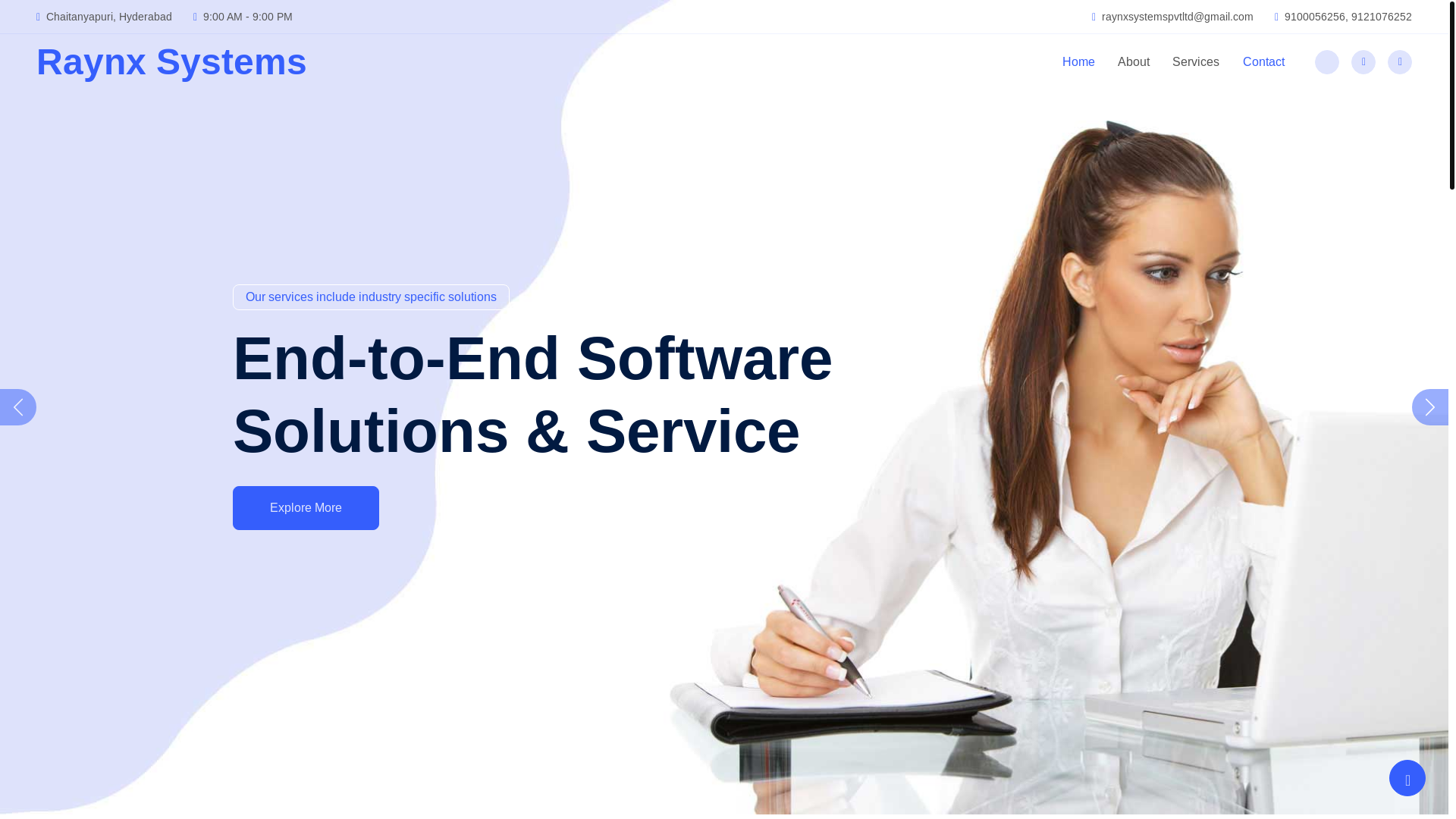 website screenshot of https://raynxsystems.com/