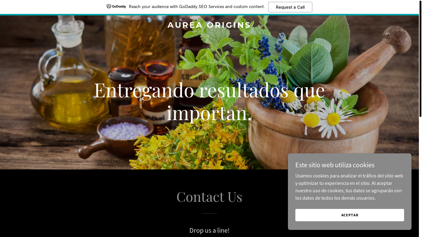 website screenshot of https://aureaorigins.com/