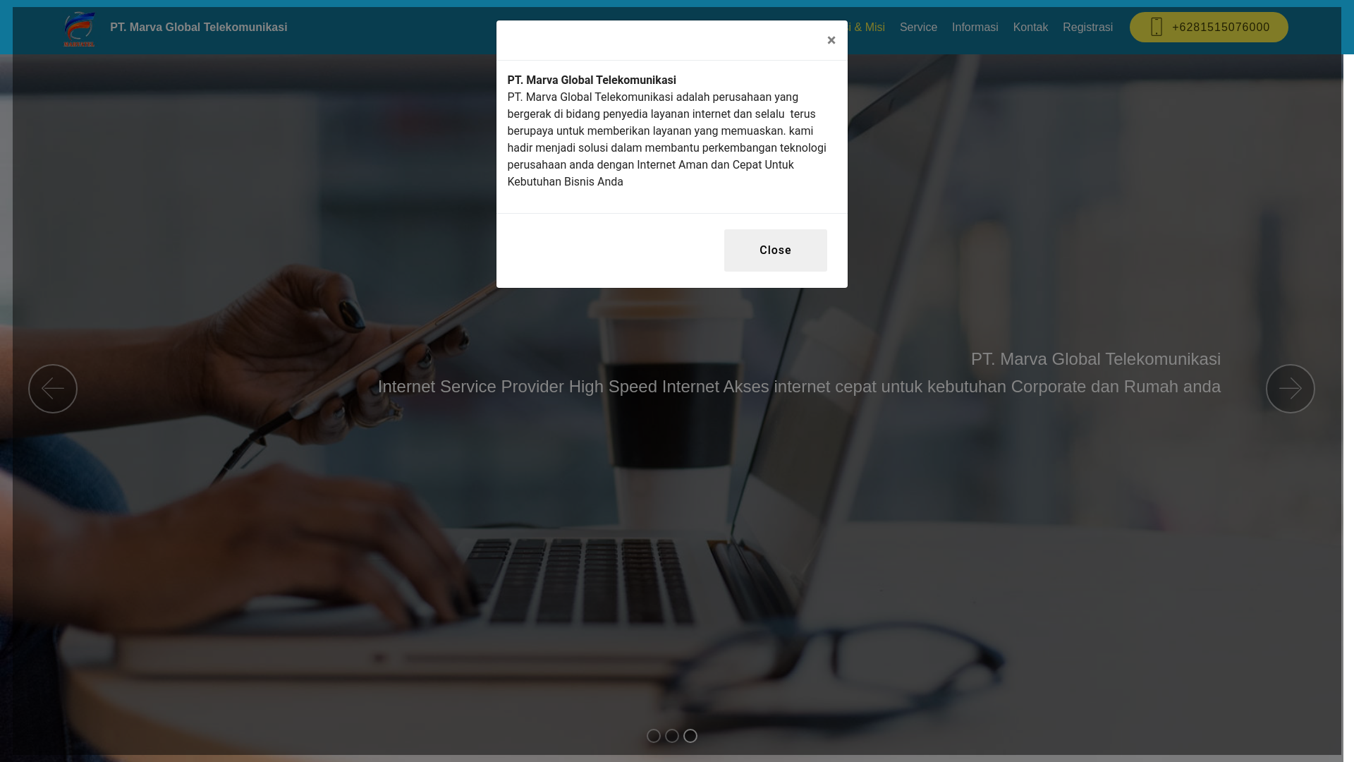 website screenshot of https://marvatel.my.id/