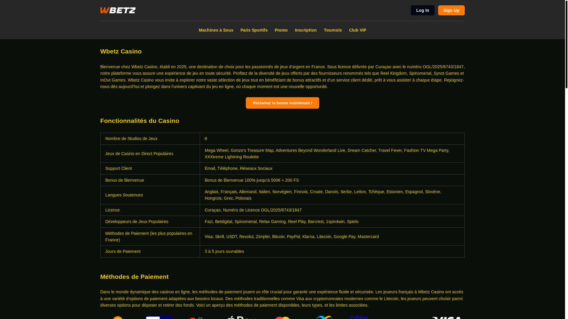 website screenshot of https://wbetz-casino-fr.pages.dev/