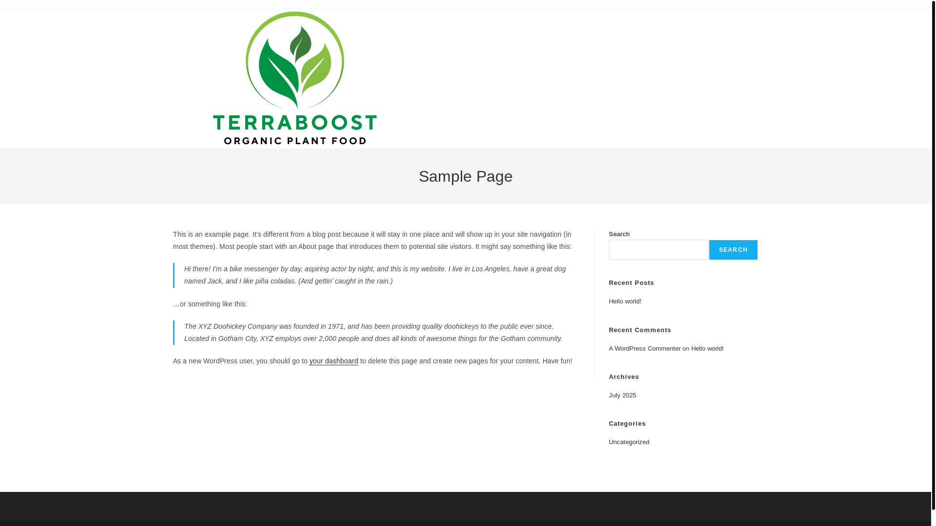 website screenshot of https://terraboost.co.za/
