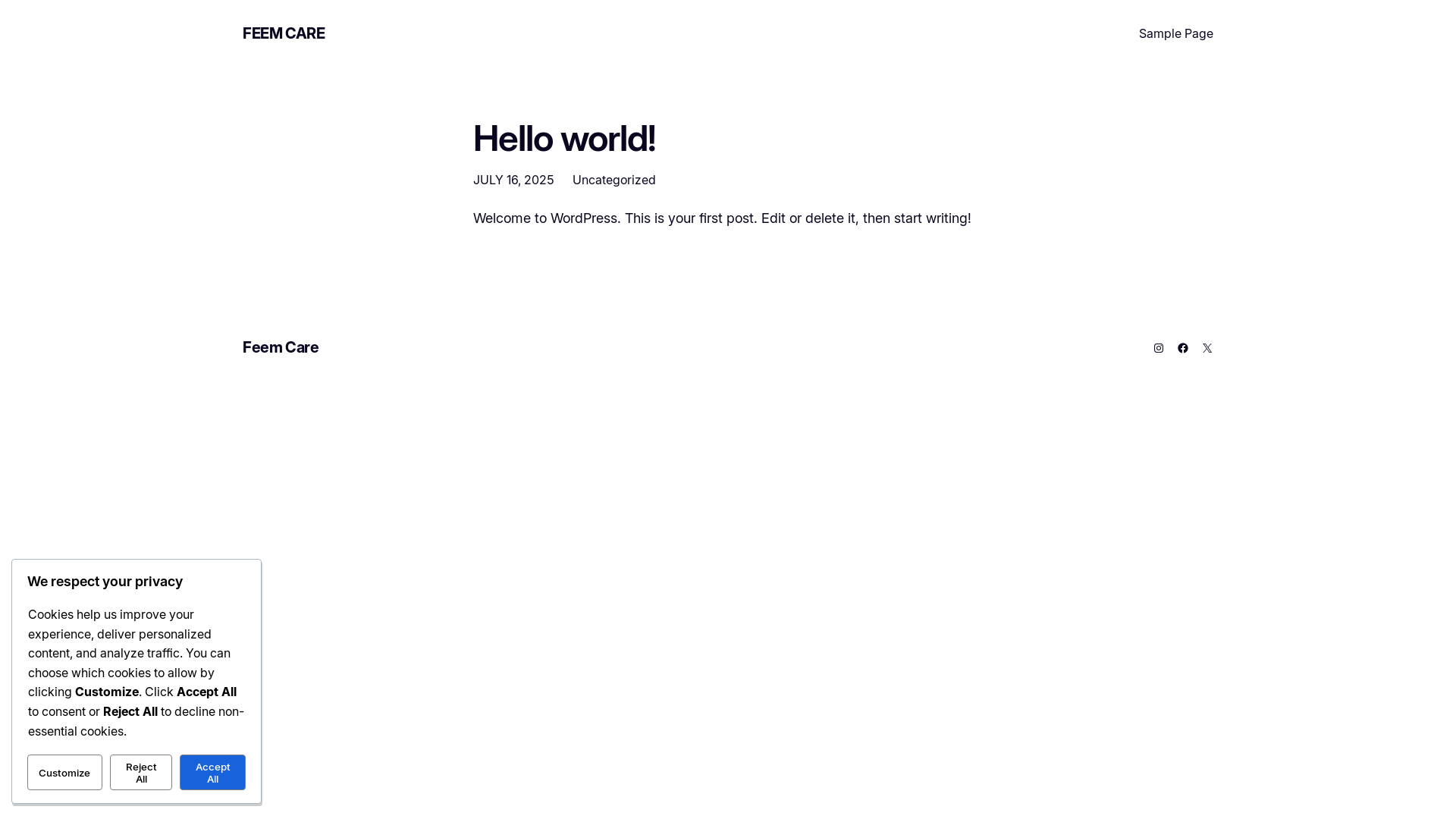 website screenshot of https://feemcare.com/