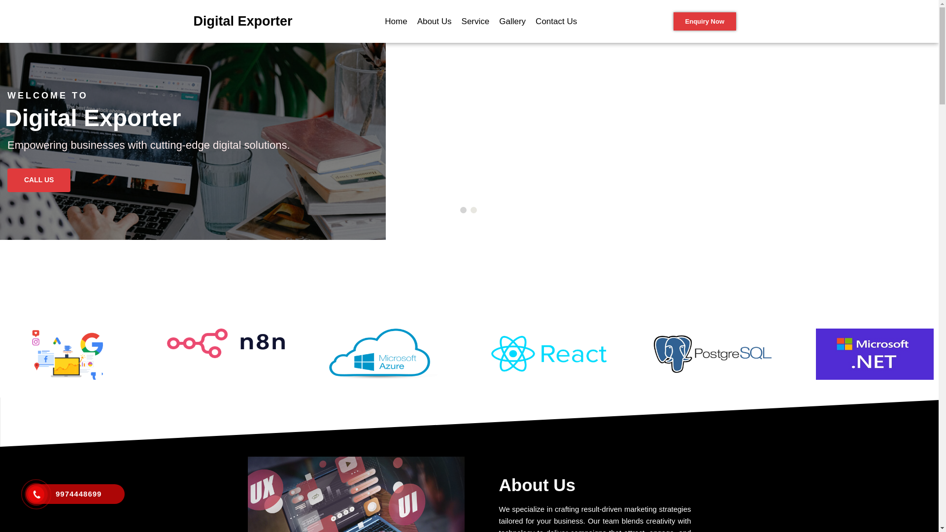 website screenshot of https://digitalexporter.in/