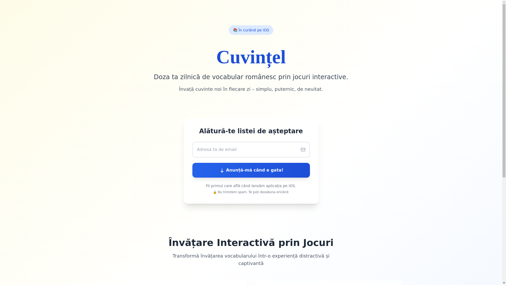 website screenshot of https://cuvintel.app/