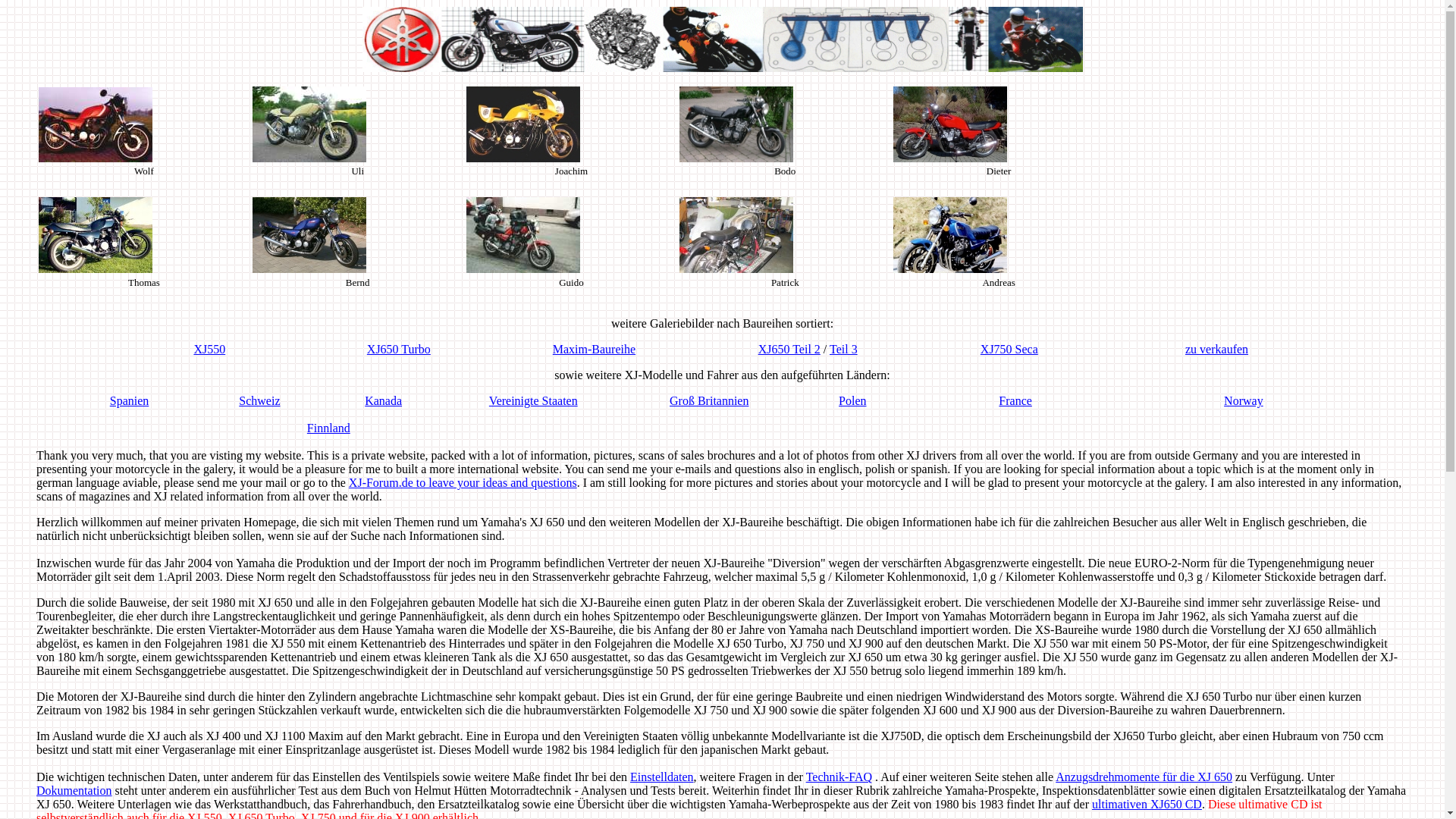 website screenshot of https://xj650.de/