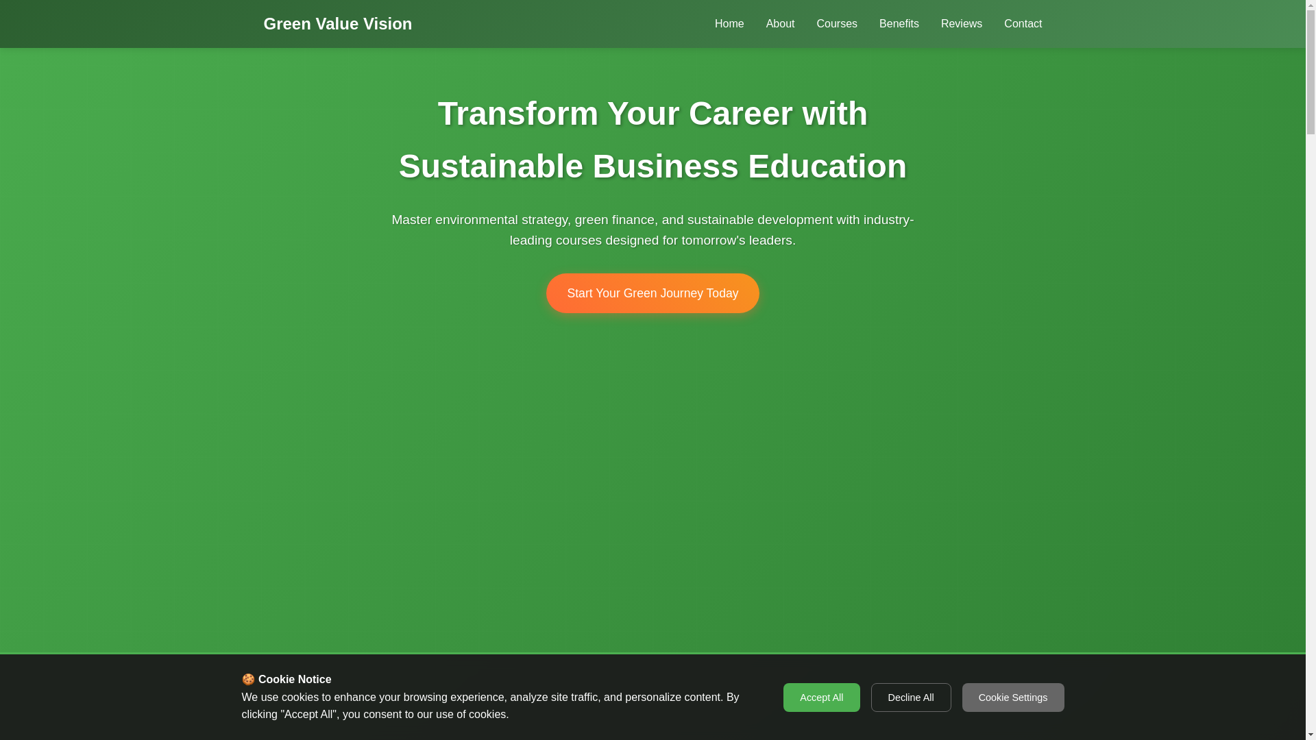 website screenshot of https://greenvaluevision.courses/