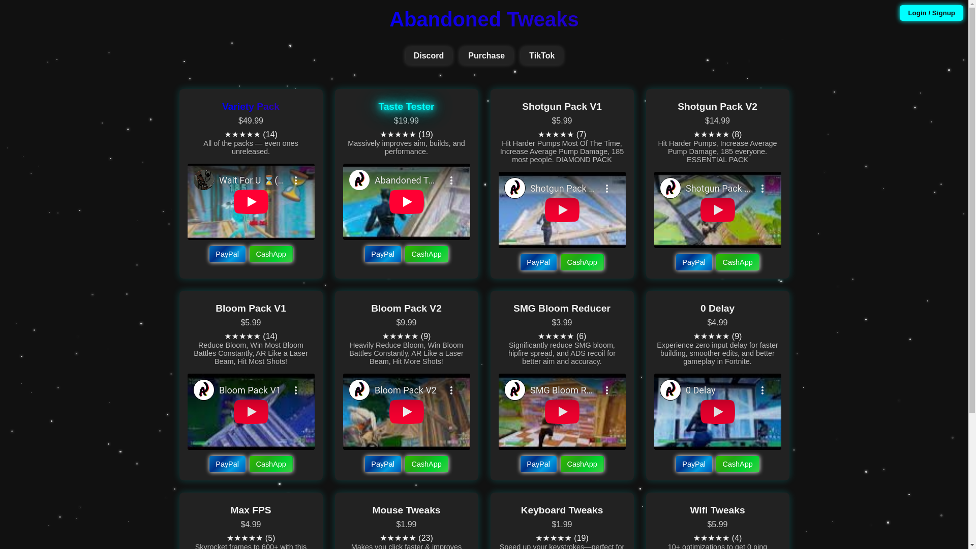 website screenshot of https://abandonedtweaks.xyz/