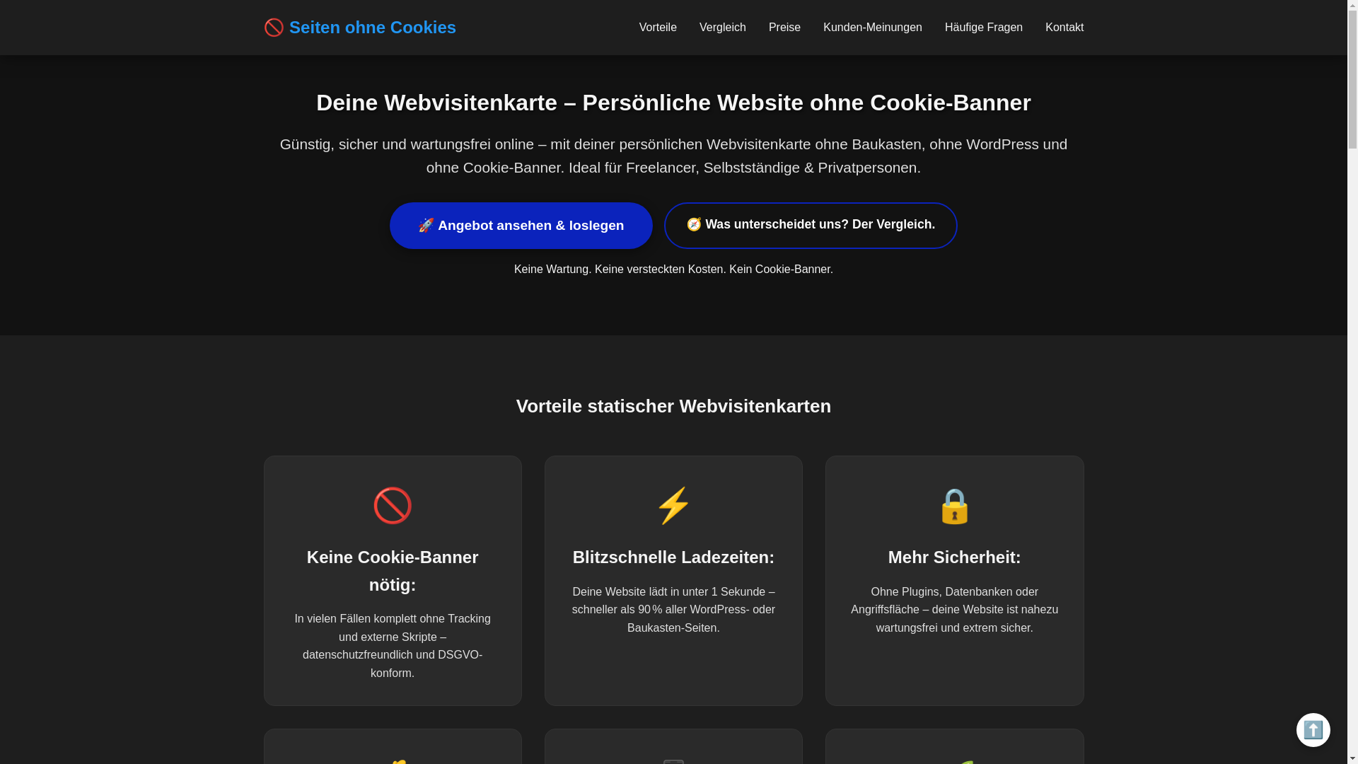 website screenshot of https://seitenohnecookies.pages.dev/