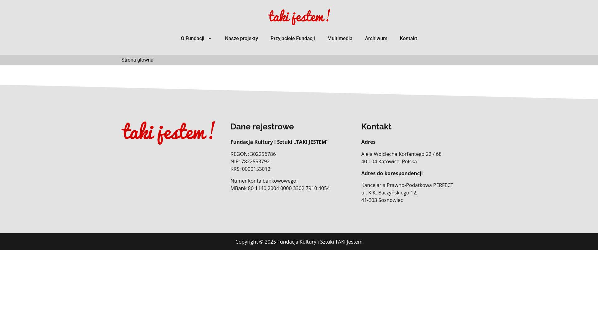 website screenshot of https://fundacjatakijestem.pl/