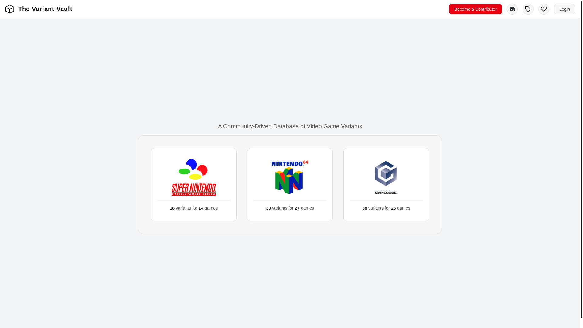 website screenshot of https://thevariantvault.com/