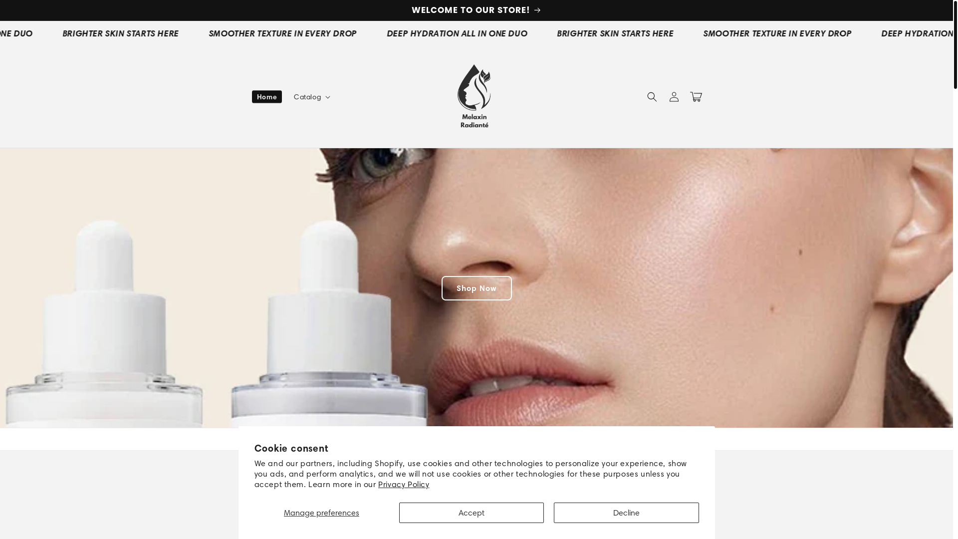 website screenshot of https://melaxinr.com/