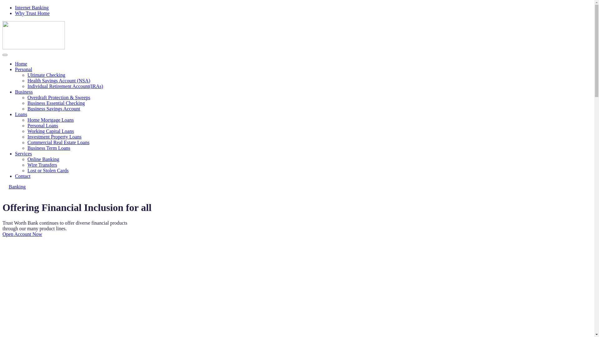 website screenshot of https://financetrustbank.org/