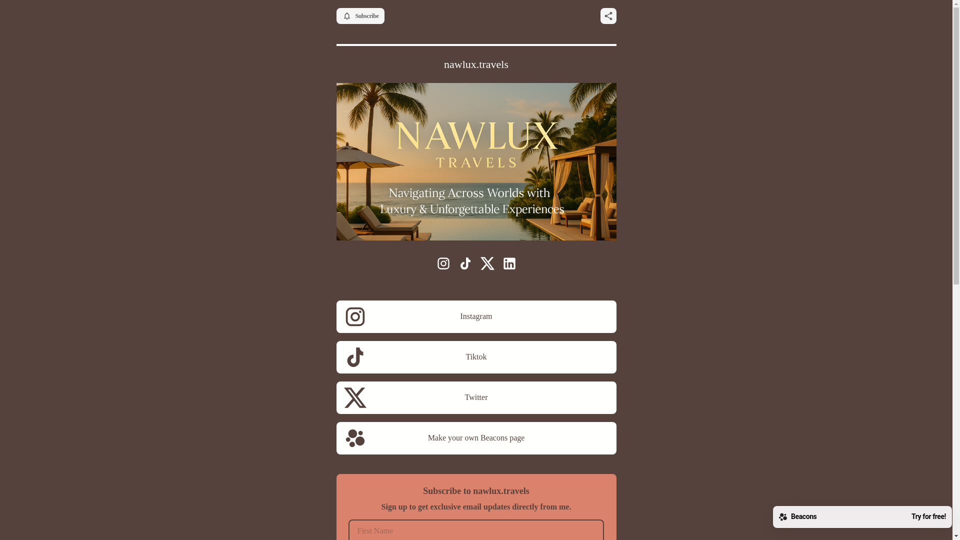 website screenshot of https://nawluxtravels.com/