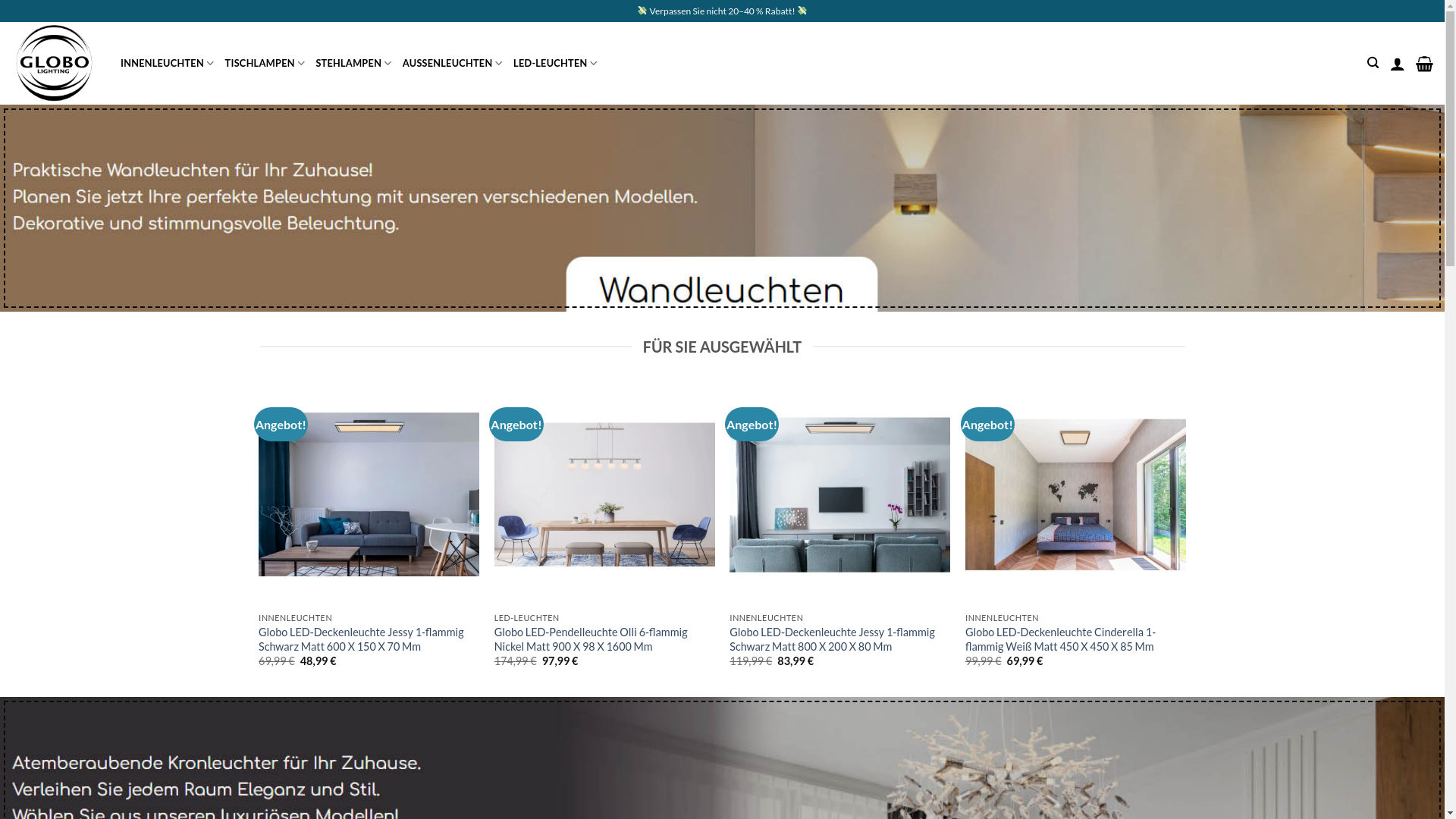 website screenshot of https://globolightingshop.com/