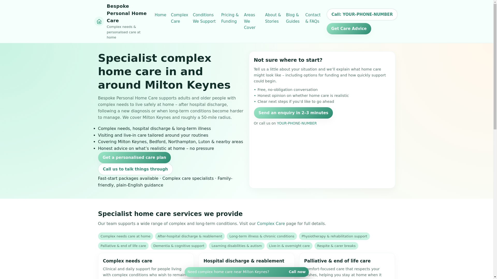 website screenshot of https://bespokepersonalhomecare.co.uk/