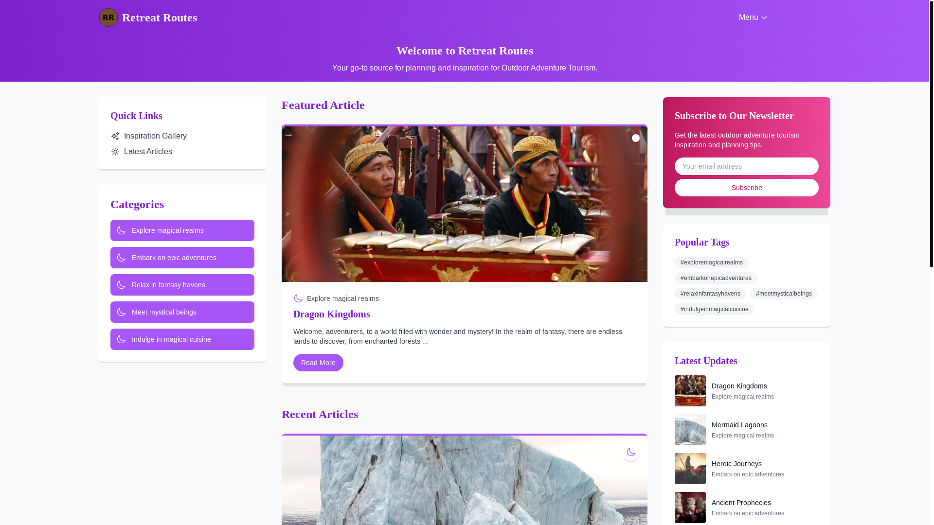 website screenshot of https://reliableretreatroutes.live/