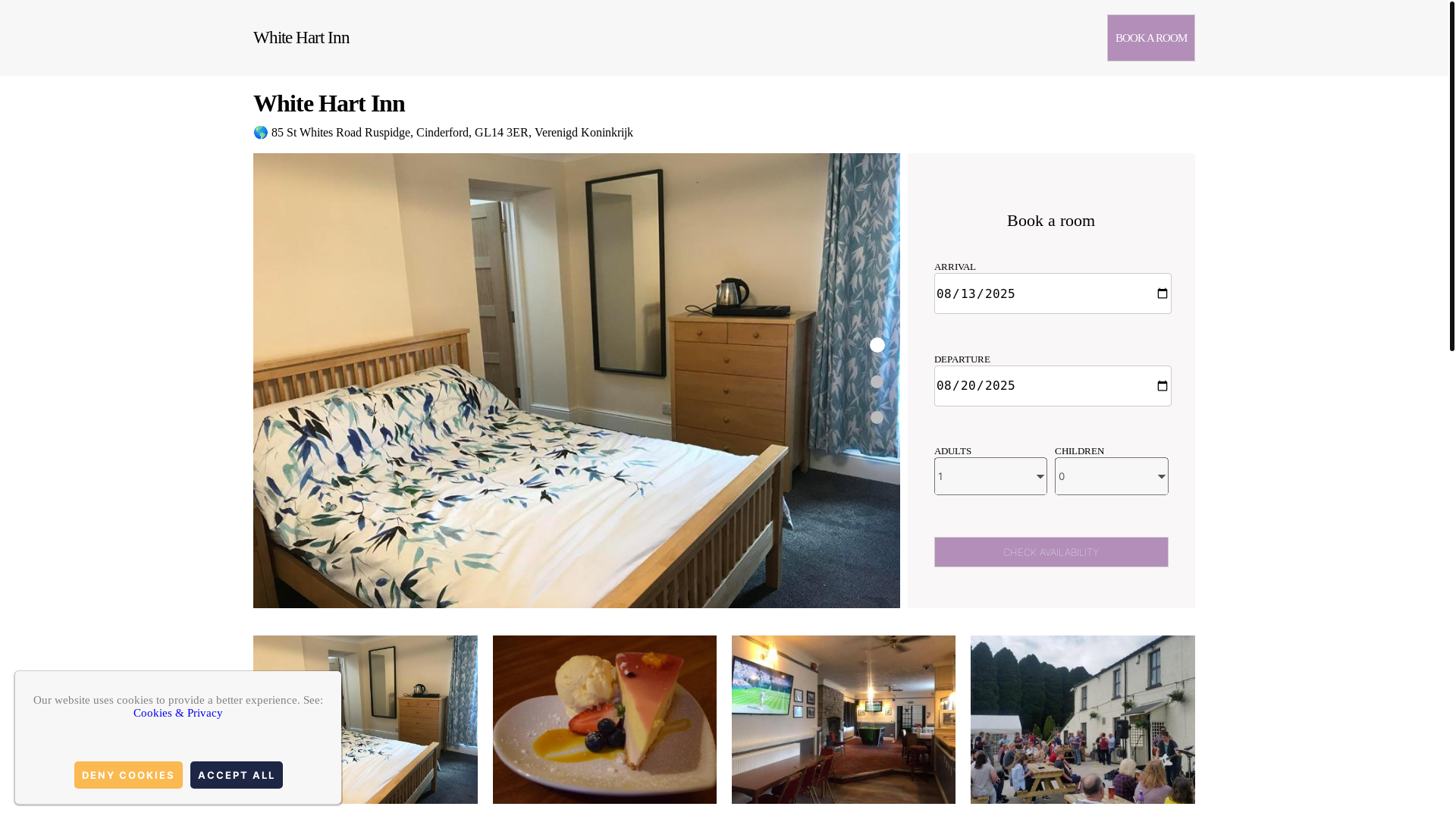 website screenshot of https://white-hart-inn.com.es/