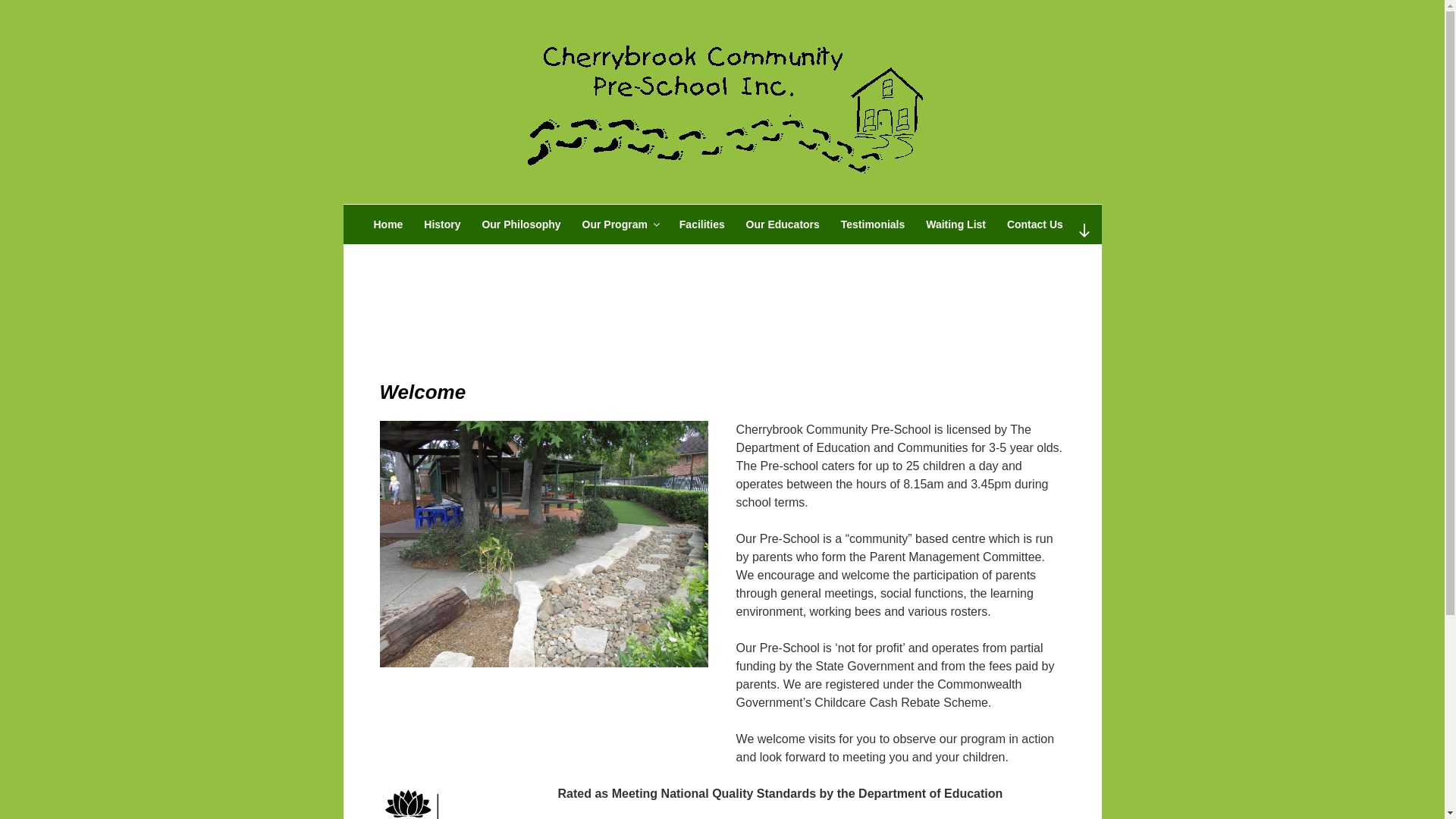 website screenshot of https://cherrybrookpreschool.com.au