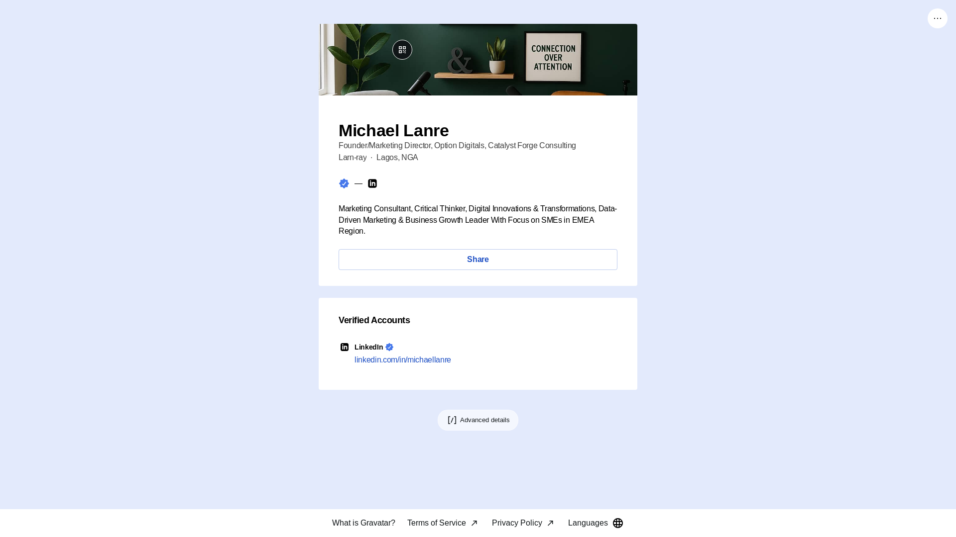 website screenshot of https://michaellanre.link/